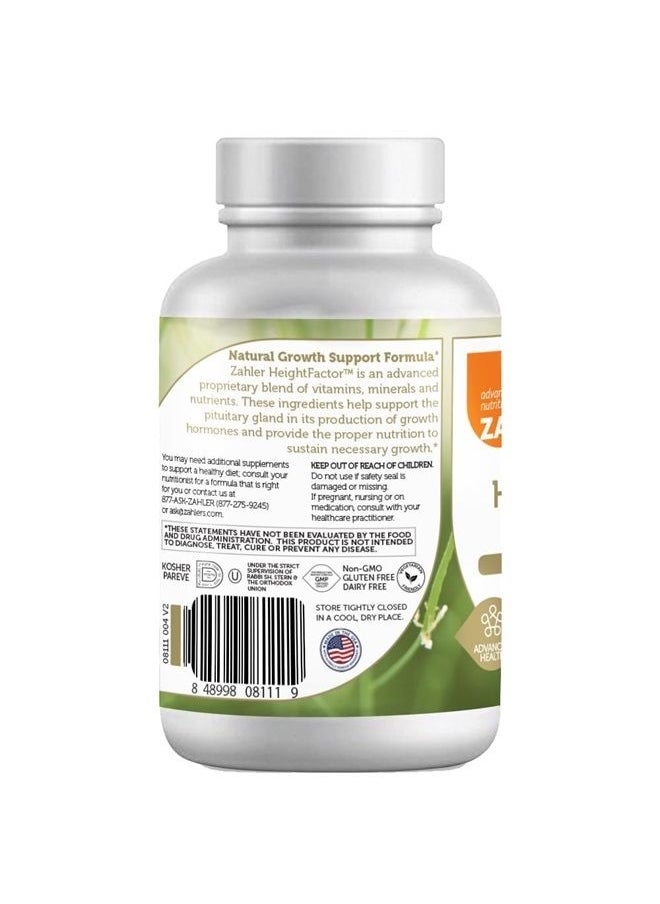Zahler - HeightFactor, Healthy Height Supplement, Contains Zinc 50mg, Pantothenic Acid, Vitamin C and More, Natural Growth Supplement for Growing Taller, Certified Kosher, 120 Capsules - Image 1