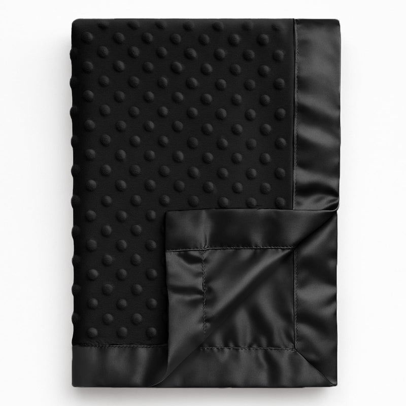 Pro Goleem (Satin Back Baby Blanket, Black) - Pro Goleem Baby Minky Dot Blanket with Satin Backing for Boys and Girls (Black, 30'' x 40'') - Image 1