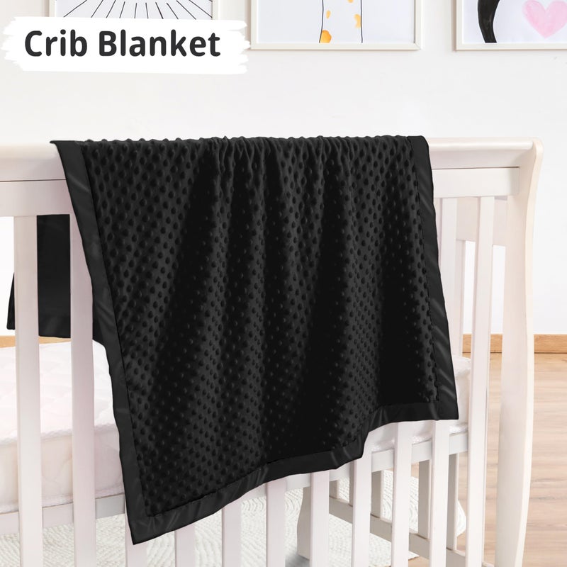 Pro Goleem (Satin Back Baby Blanket, Black) - Pro Goleem Baby Minky Dot Blanket with Satin Backing for Boys and Girls (Black, 30'' x 40'') - Image 3