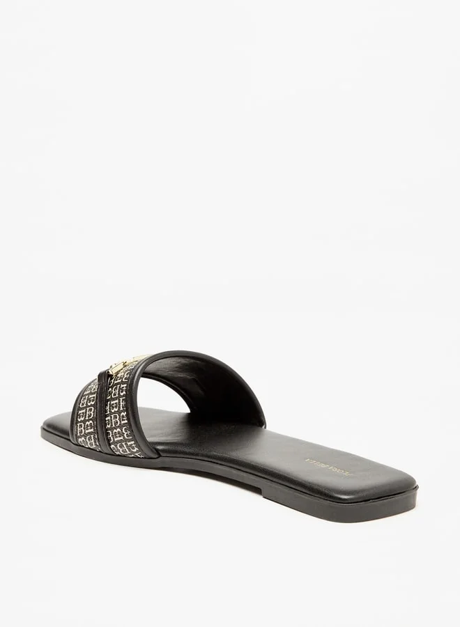 فلورا بيلا من شو إكسبرس Womens Monogram Print Slip-On Flat Sandals