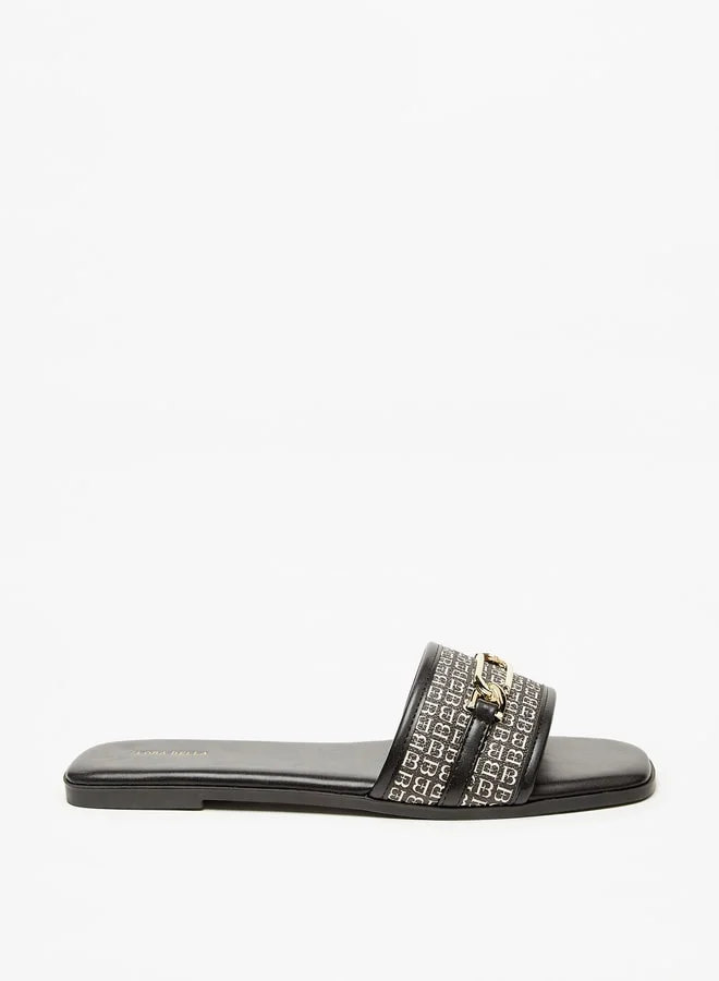 فلورا بيلا من شو إكسبرس Womens Monogram Print Slip-On Flat Sandals