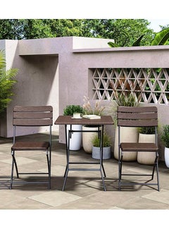 SunBoat Commerce ‎3-Piece Folding Bistro Table Chairs Set ‎‎HDPE Wood Grain Series  - Image 1