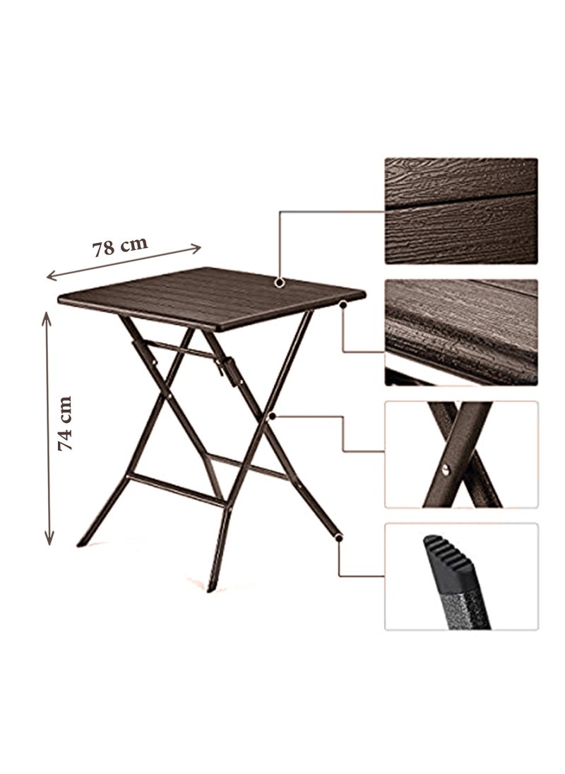 SunBoat Commerce ‎3-Piece Folding Bistro Table Chairs Set ‎‎HDPE Wood Grain Series  - Image 5