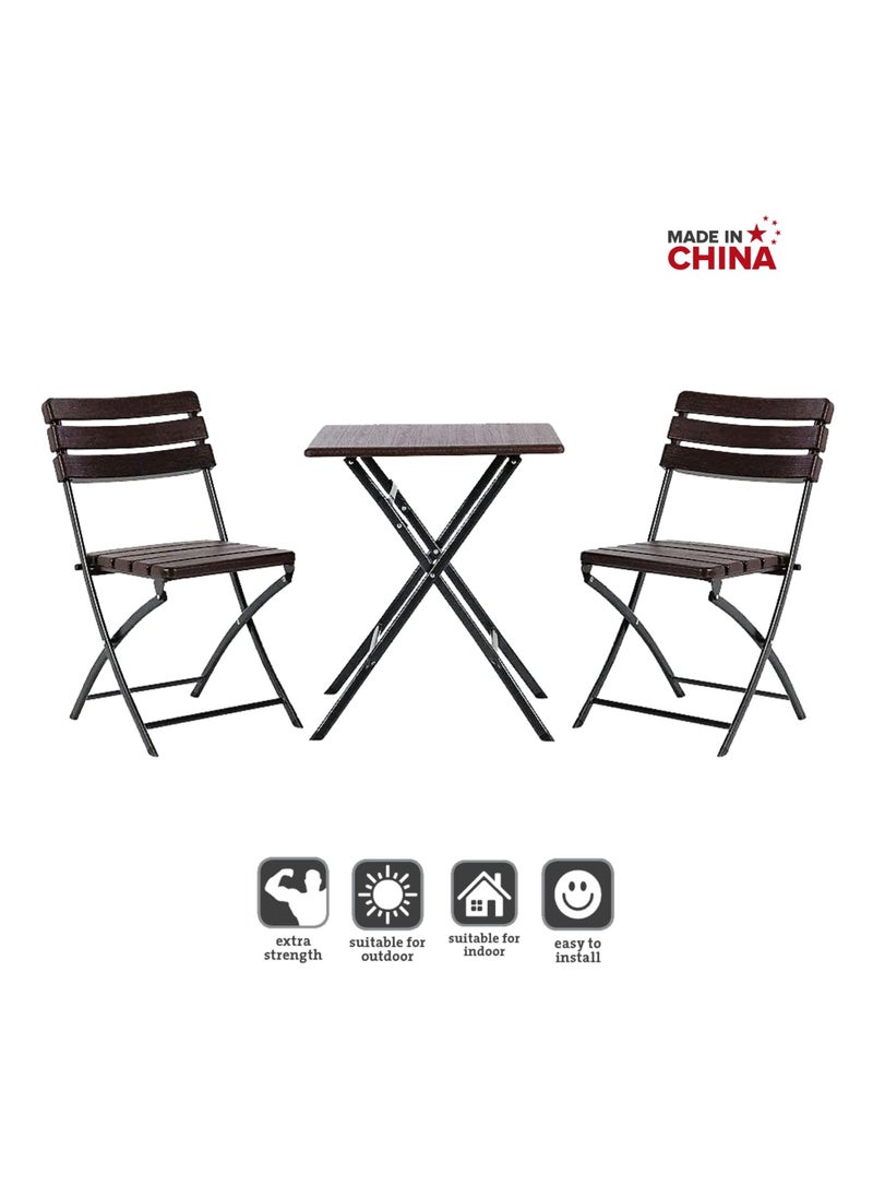 SunBoat Commerce - ‎3-Piece Folding Bistro Table Chairs Set ‎‎HDPE Wood Grain Series - Image 1