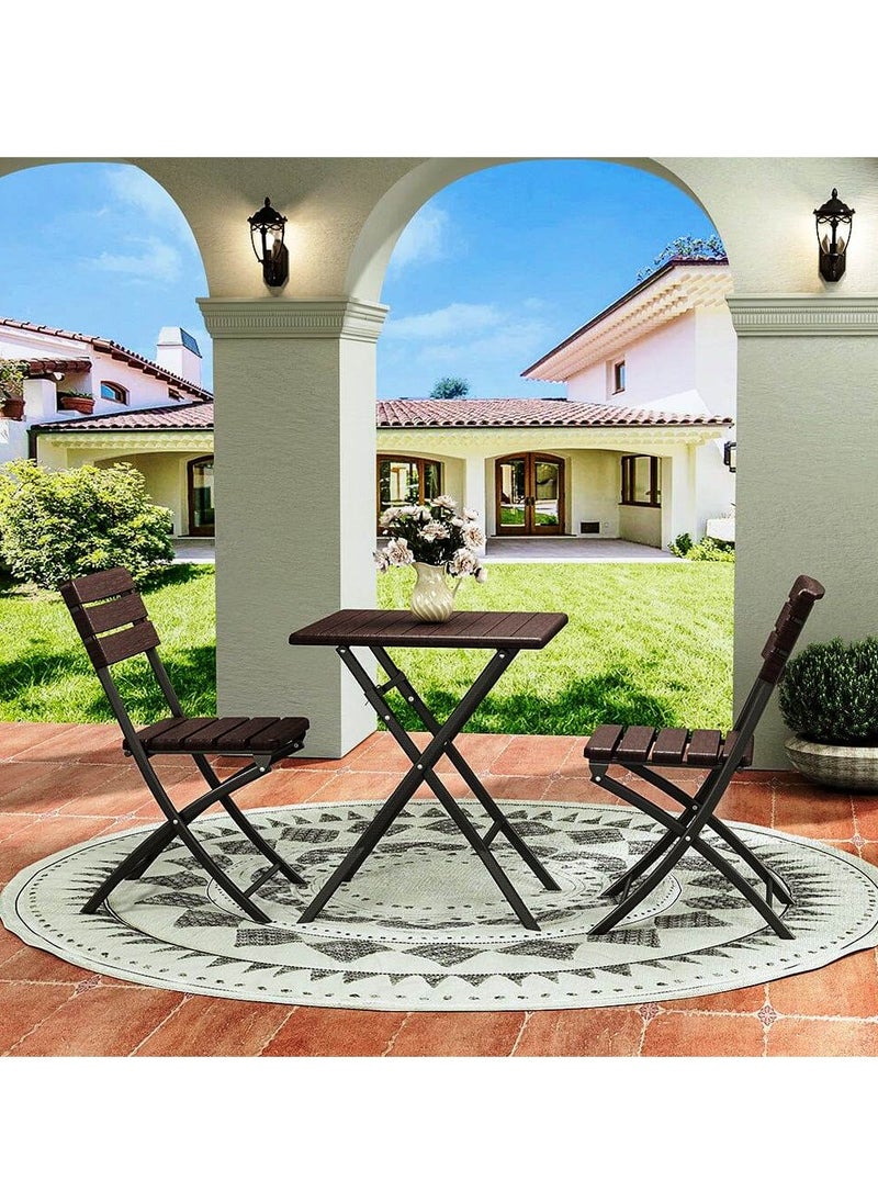 SunBoat Commerce - ‎3-Piece Folding Bistro Table Chairs Set ‎‎HDPE Wood Grain Series - Image 1