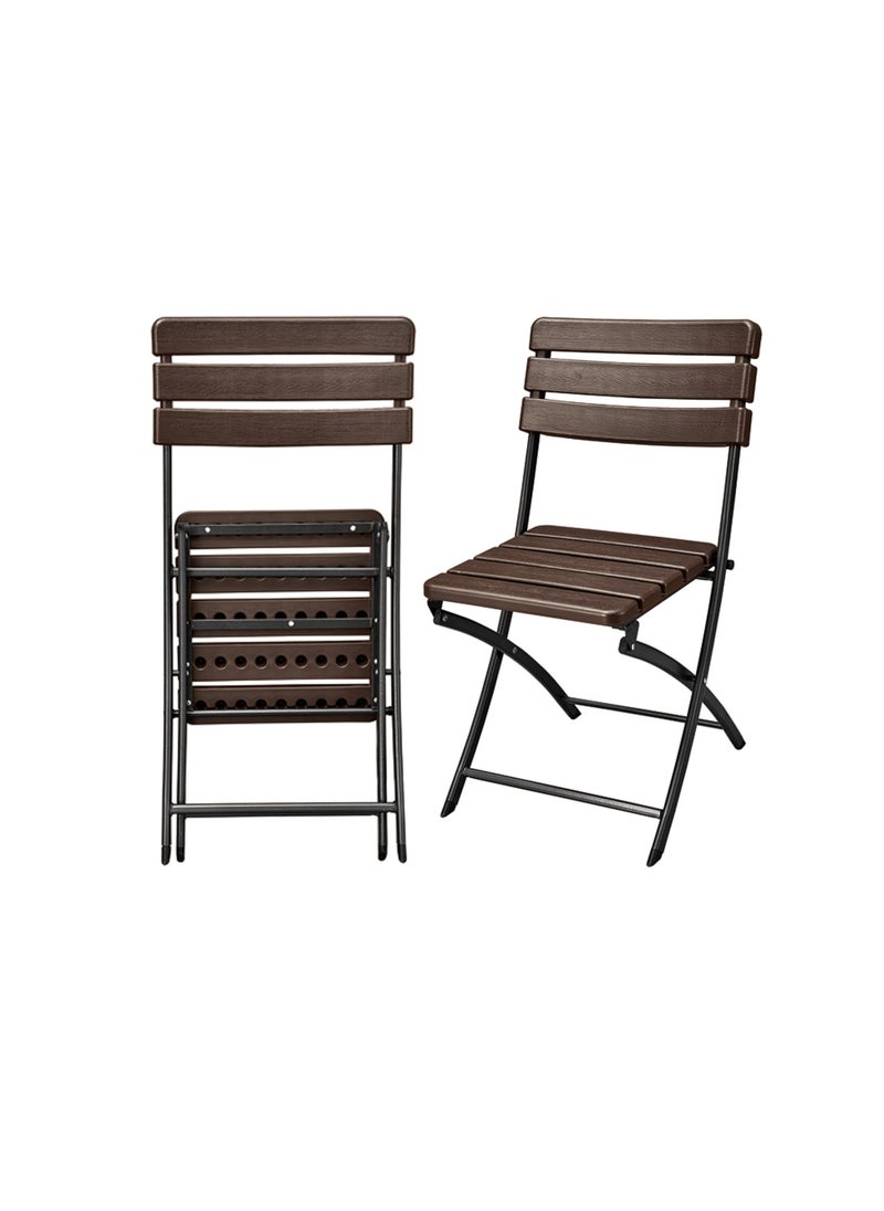 SunBoat Commerce ‎3-Piece Folding Bistro Table Chairs Set ‎‎HDPE Wood Grain Series  - Image 2