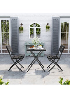 SunBoat Commerce ‎3-Piece Folding Bistro Table Chairs Set ‎‎HDPE Wood Grain Series  - Image 1