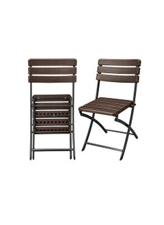 SunBoat Commerce ‎3-Piece Folding Bistro Table Chairs Set ‎‎HDPE Wood Grain Series  - Image 3