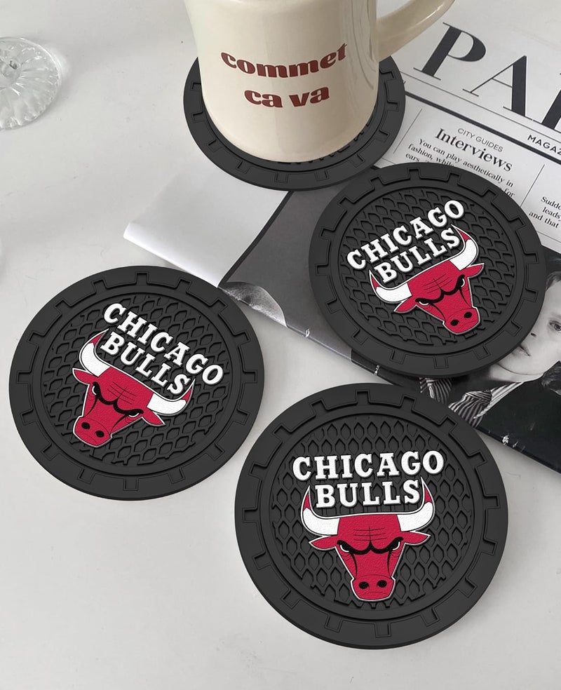 EMIJOY Bulls Car Cup Holder Coasters,Chicago Bulls Car Cup Coasters for Drink Holder,2pcs Car Cup Holder Insert,Basketball Stuffs for Cars,Anti-Split Dust Proof Car Cup Mat,Silicon Beverage Mat,2.75'' - Image 5
