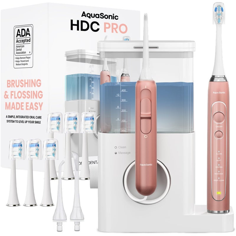 AquaSonic Home Dental Center PRO â€“ Brushing & Flossing Made Easy â€“ Brush & Floss â€“ Power Toothbrush & Water Flosser â€“ Whiter Teeth & Healthier Gums - Image 1