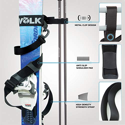 Volk Ski Strap and Pole Carrier - 2 Sets per Pack - Skiing Accessory for Easy Transportation of Your Ski Gear - Feel Comfortable Walking to and From the Mountain - Adjustable Size - Image 2