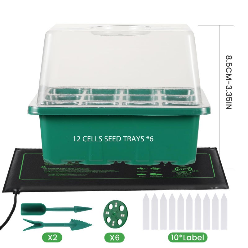 Adawook Seed Starter Trays with Grow Lights and Heat Mat, 72 Cells Seed Starter Kit with Lights, 3 Lighting Mode, 4 Timing Set, Germination Kit for Seed Starting Trays with High Humidity Control Domes - Image 4