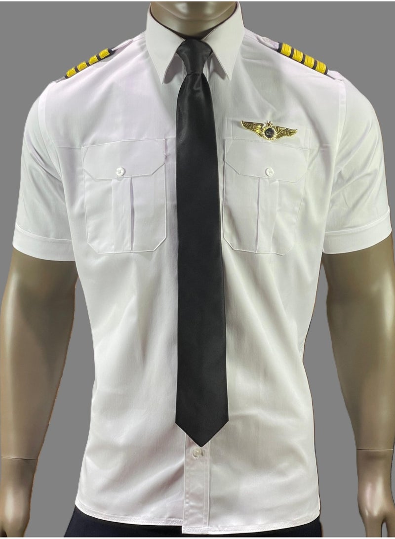 Pro Pilot zone Men's Short-Sleeve Pilot Shirt – Japanese – White  - Image 1