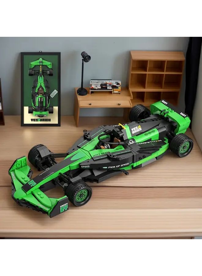 مجموعة بناء سيارة رياضية فاخرة خضراء 1220 قطعة نموذج ABS لتزيين المنزل للكبار - Image 4