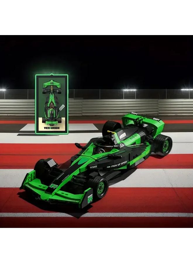 مجموعة بناء سيارة رياضية فاخرة خضراء 1220 قطعة نموذج ABS لتزيين المنزل للكبار - Image 3