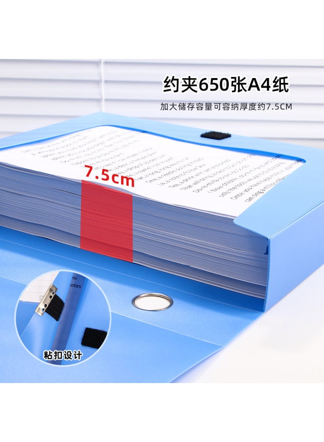 HELPS Thickened One-piece Plastic File Box A4 File Box Office Storage Box Pp Plastic Blue Data Box - Image 2