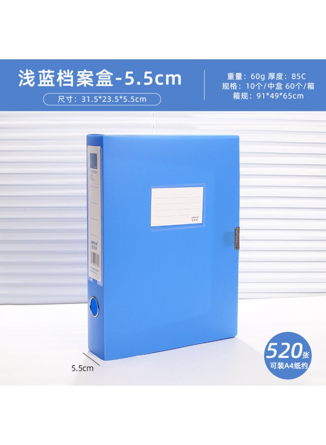 HELPS Thickened One-piece Plastic File Box A4 File Box Office Storage Box Pp Plastic Blue Data Box - Image 1