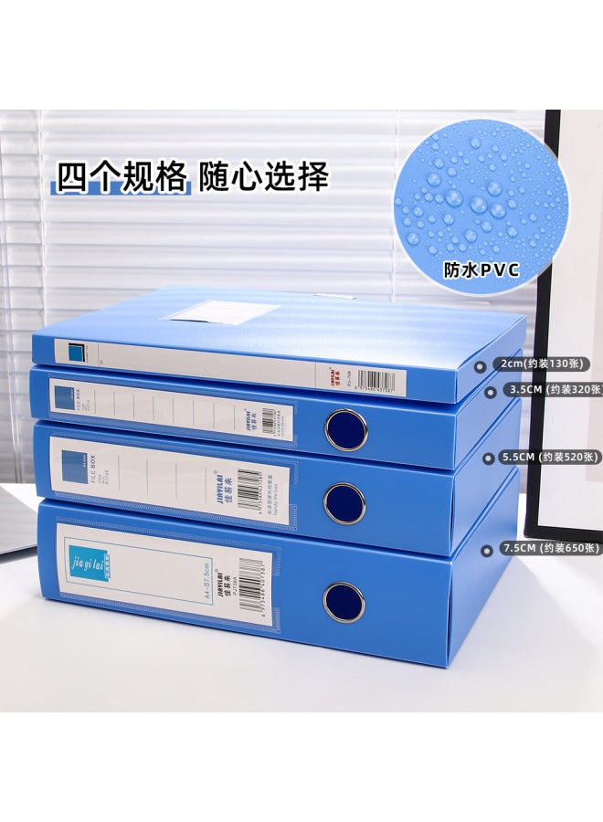 HELPS Thickened One-piece Plastic File Box A4 File Box Office Storage Box Pp Plastic Blue Data Box - Image 3