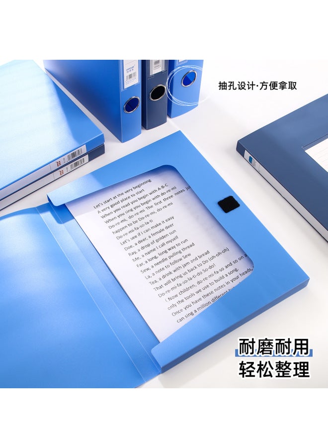 HELPS Thickened One-piece Plastic File Box A4 File Box Office Storage Box Pp Plastic Blue Data Box - Image 4