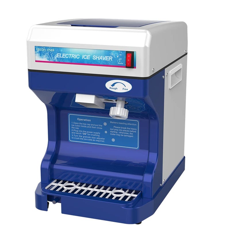 lecon chef آلة صنع الثلج الكهربائية ليكونشيف للطاولات، ماكينة سحق الثلج لصنع كرات الثلج 265 رطل في الساعة للاستخدام المنزلي والتجاري، قابلية ضبط نعومة الثلج، سرعة دوران 320 دورة في الدقيقة، قوة قوية