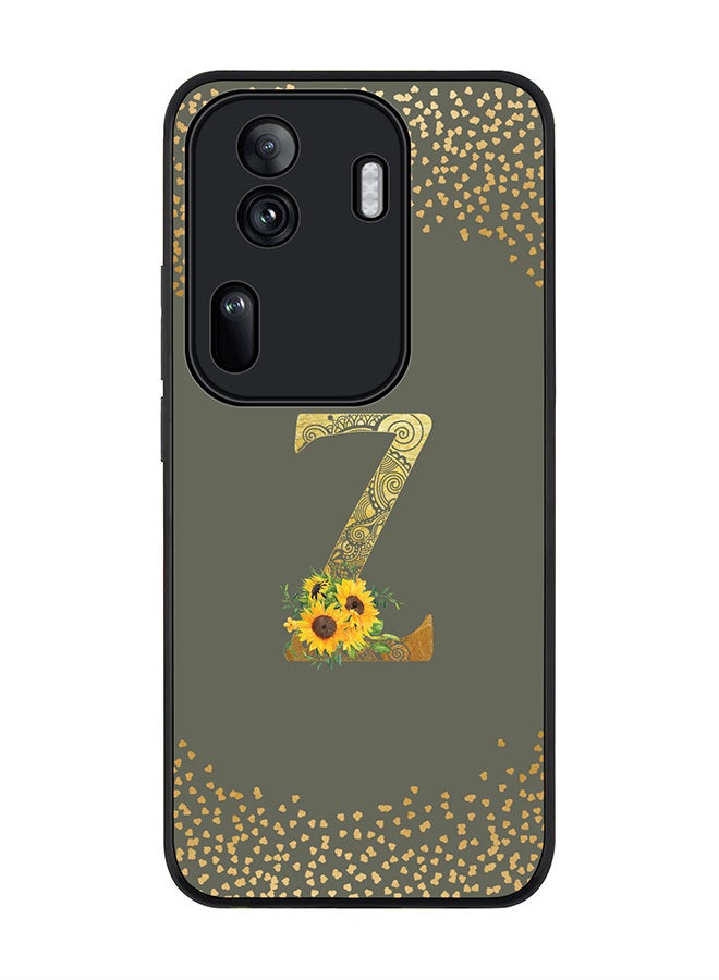 Stylizedd Rugged Black Edge Case for Oppo Reno11 Pro Case Cover- Custom Monogram Initial Letter Mandala Floral Pattern Alphabet - Z(Olive Green) - Image 1