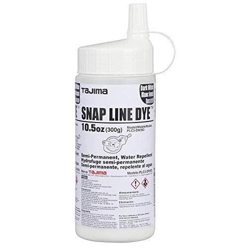 TAJIMA Marking Chalk - White 10.5 oz (300g) Semi Permanent Snap-Line Dye with Durable Bottle & Easy-Fill Nozzle - PLC3-DW300 - Image 1