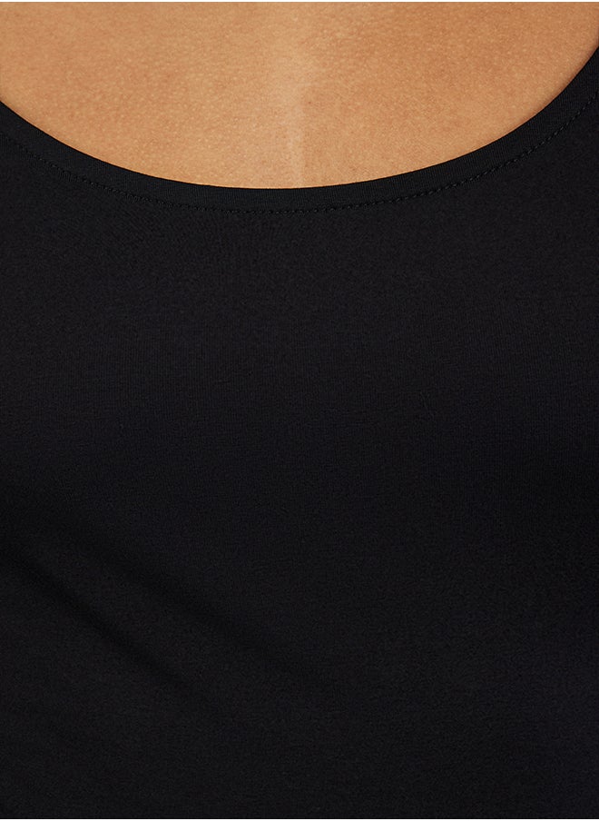trendyol Black Pool Neck Fitted Knitted Blouse TWOAW25BZ00025  - Image 4