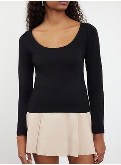 trendyol Black Pool Neck Fitted Knitted Blouse TWOAW25BZ00025  - Image 3