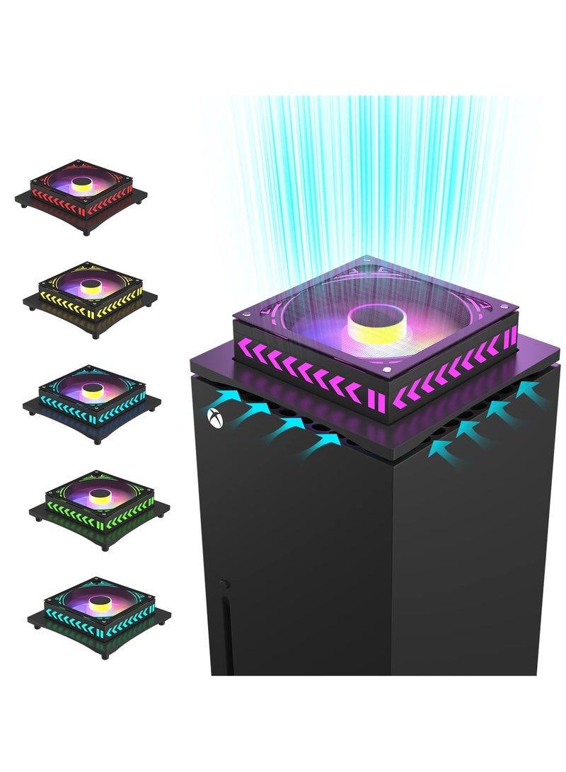 SOLARAE Cooling Fan LED for X Xbox Series, Cooling Fan for Xbox Series X with LED RGB Light, USB Powered and Remote Control or App Control, Various Colorful LED Lights, Low Noise, Xbox Series X - Image 1