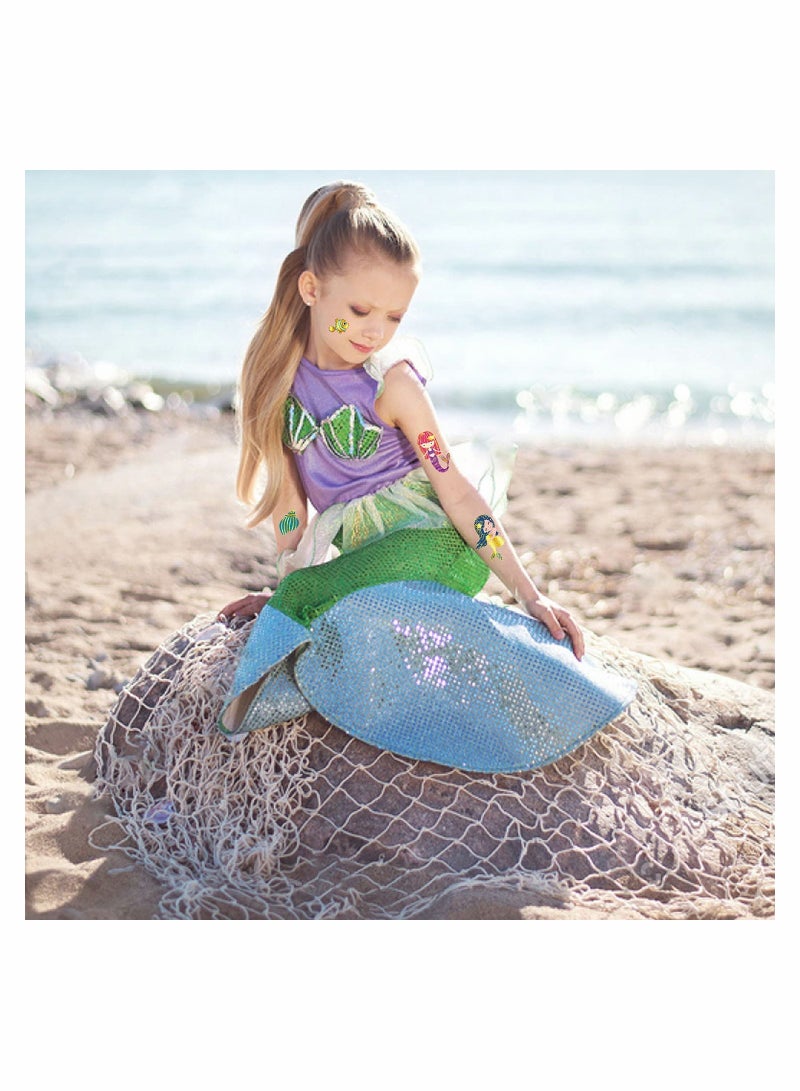 KASTWAVE Mermaid Party Favors for Kids Temporary Tattoos for Girls, Metallic Glitter Mermaid Birthday Party Decorations Supplies Favors, Fake Mermaid Tattoo Stickers for Toddlers - Image 5