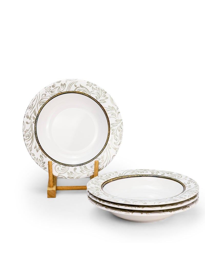 Edessa Ceramic Elana 22Cm Round Soup Plate, White (Set of 4) - Image 1