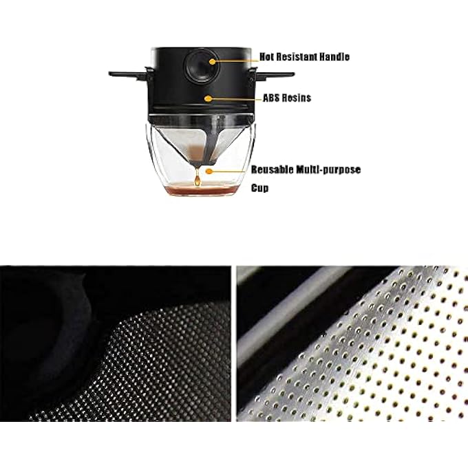 CENPEK Portable Coffee Filter Reusable Tea Holder With Hanging Ears Easy To Clean Paperless With Cups And Cleaning Brushes - Image 5