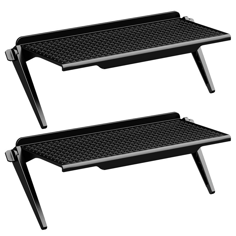 WALI TV Top Shelf 2 Pieces 12 Inch Adjustable Monitor Top Shelf Holds Up to 132lb Computer Screen Storage Shelf Screen Shelf TV Shelves for Cable Box Media Box Router DVD Black TSP0022B