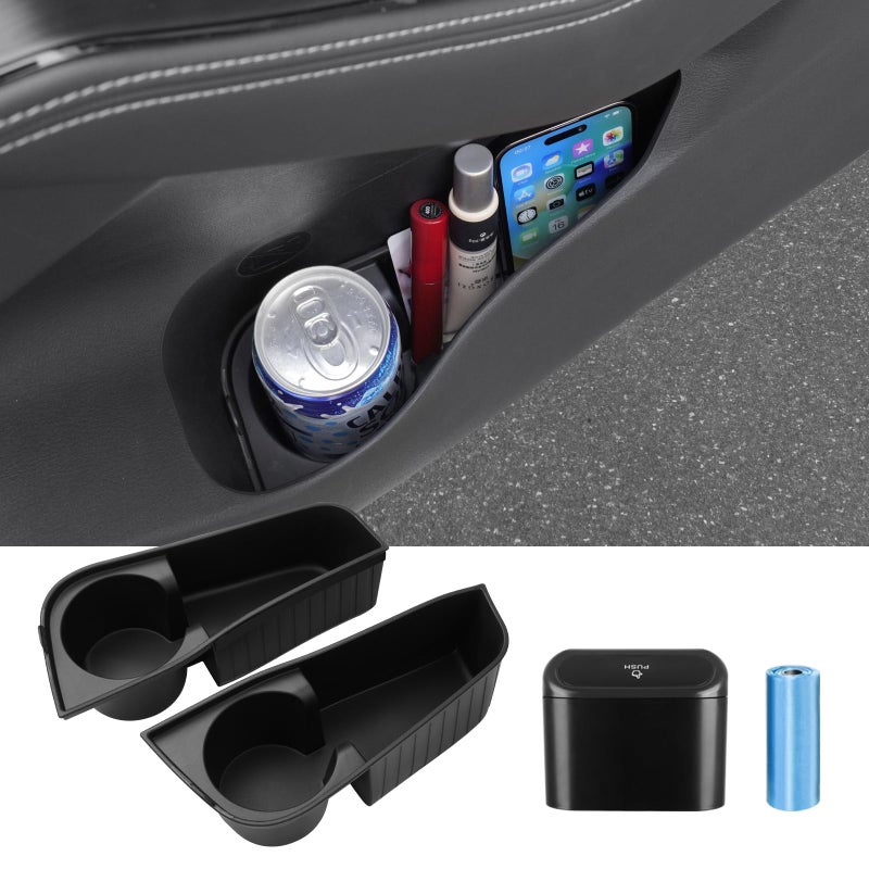 Canvcle Car Door Side Storage Box and Trash Can for 20212025 Nissan Rogue Accessories Front Door Insert Tray Organizer Door Slot Storage Protector Garbage Bin with Trash Bags 4PCS