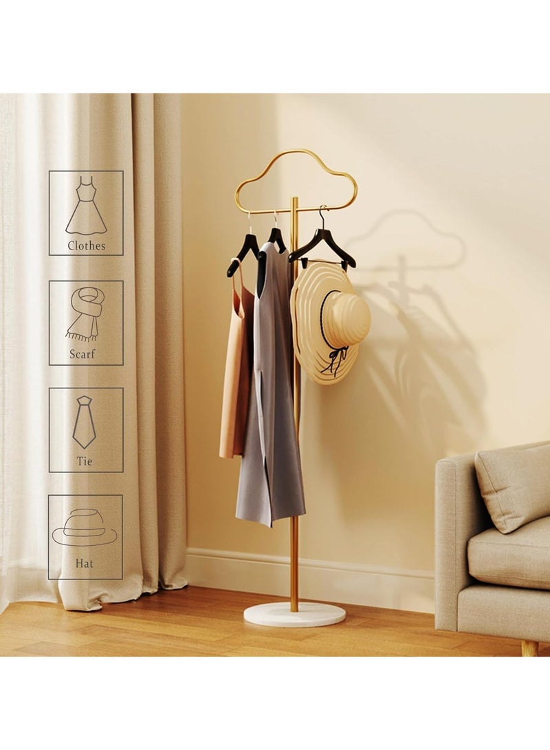 GUDOO Metal Clothes Hangers Gold Clothes Rack Freestanding with Heavy Duty Marble Base Clothing Shirt Display Stand Small Metal Standing Coat Tree for Corner Bedroom Entryway - Image 3