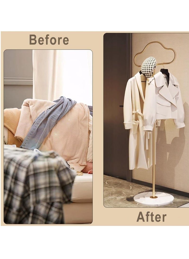 GUDOO Metal Clothes Hangers Gold Clothes Rack Freestanding with Heavy Duty Marble Base Clothing Shirt Display Stand Small Metal Standing Coat Tree for Corner Bedroom Entryway - Image 5