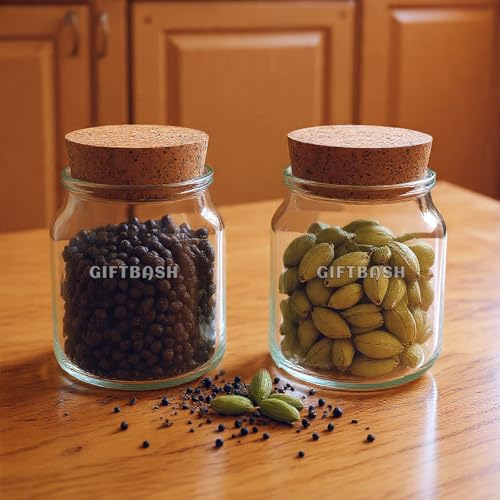 GIFTBASH Premium Glass Round Jar with Classic Wooden Cork LID, Set of 4, 100ml Each, For Making Transparent | BPA Free | Kitchen Storage | Kitchen Organizer | For Candle Making | Multipurpose Use (4) - Image 4