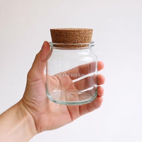 GIFTBASH Premium Glass Round Jar with Classic Wooden Cork LID, Set of 4, 100ml Each, For Making Transparent | BPA Free | Kitchen Storage | Kitchen Organizer | For Candle Making | Multipurpose Use (4) - Image 5