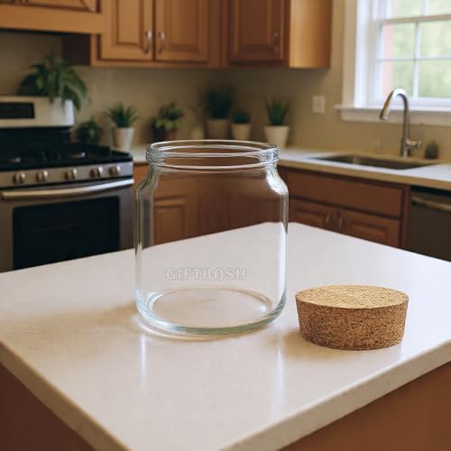 GIFTBASH Premium Glass Round Jar with Classic Wooden Cork LID, Set of 4, 100ml Each, For Making Transparent | BPA Free | Kitchen Storage | Kitchen Organizer | For Candle Making | Multipurpose Use (4) - Image 2