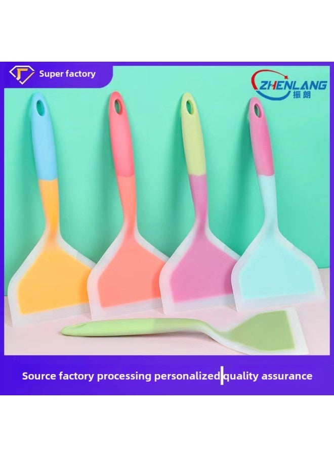 Generic - Processing Custom Silicone Jade Cooking Spatula Silicone Spatula 84g Thick Fried Egg Spatula Pizza Spatula Non-stick Cookware-Color:Double Orange - Image 1