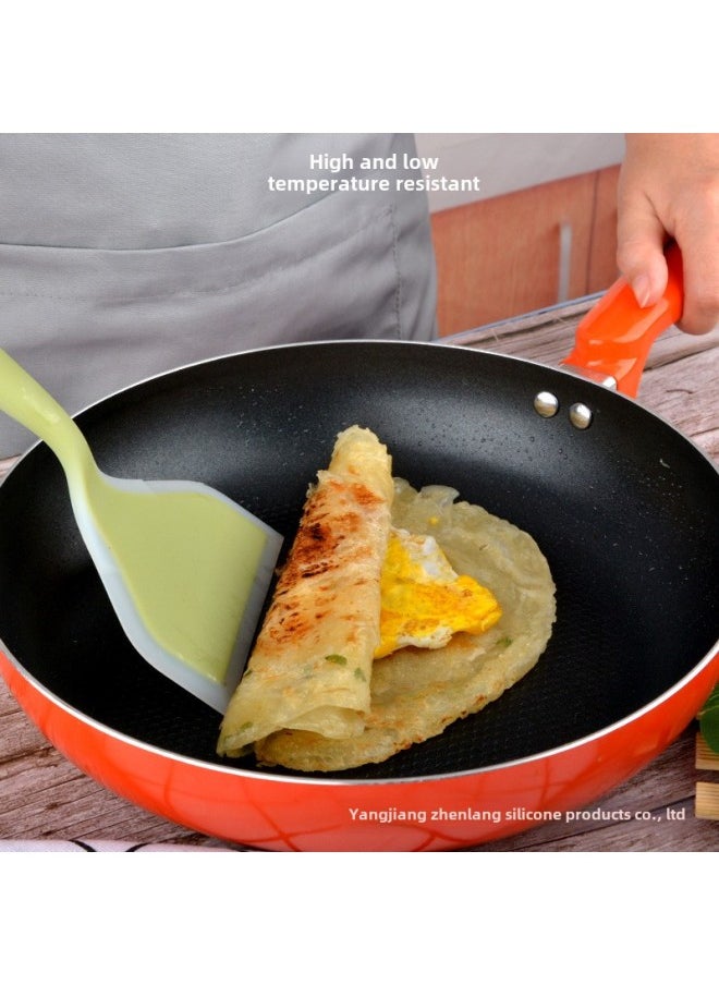 Generic - Processing Custom Silicone Jade Cooking Spatula Silicone Spatula 84g Thick Fried Egg Spatula Pizza Spatula Non-stick Cookware-Color:Double Orange - Image 1