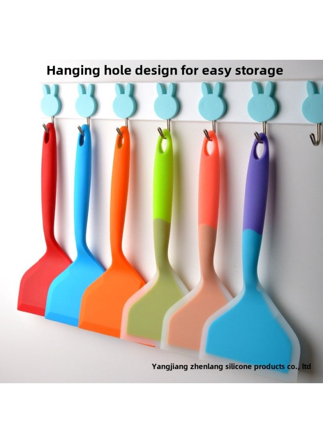 Generic - Processing Custom Silicone Jade Cooking Spatula Silicone Spatula 84g Thick Fried Egg Spatula Pizza Spatula Non-stick Cookware-Color:Double Orange - Image 1