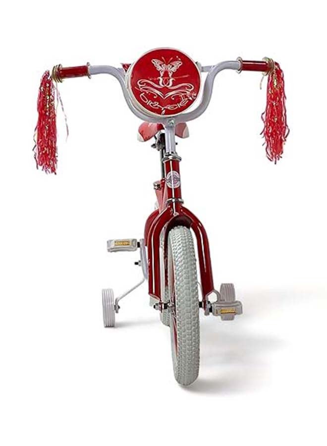 AL BADER Freestyle Kids Bike 16 Inch Bicycle for Girls Ages 7-10 Years, Red Color, With Trainig Wheels, White Air Tires, With Small Bag, Hand & Foot Brakes. - Image 4