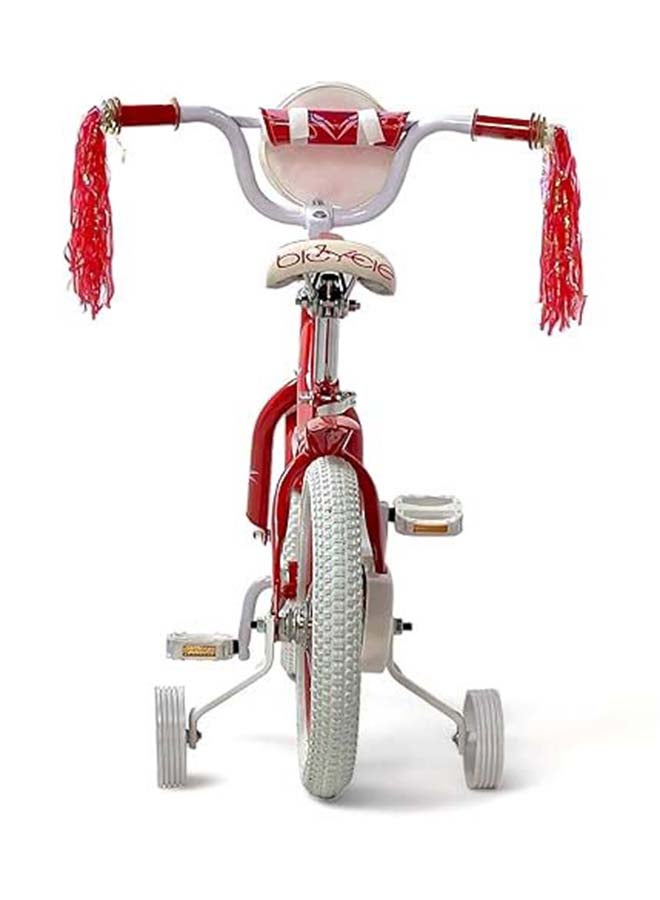 AL BADER Freestyle Kids Bike 16 Inch Bicycle for Girls Ages 7-10 Years, Red Color, With Trainig Wheels, White Air Tires, With Small Bag, Hand & Foot Brakes. - Image 3