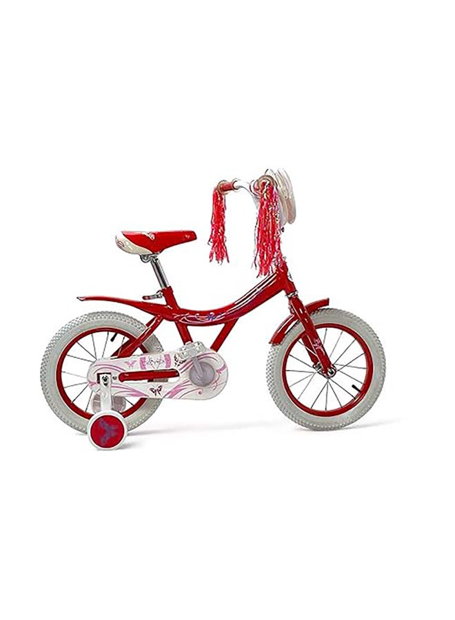AL BADER Freestyle Kids Bike 16 Inch Bicycle for Girls Ages 7-10 Years, Red Color, With Trainig Wheels, White Air Tires, With Small Bag, Hand & Foot Brakes. - Image 1