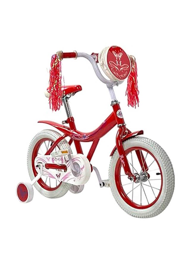 AL BADER Freestyle Kids Bike 16 Inch Bicycle for Girls Ages 7-10 Years, Red Color, With Trainig Wheels, White Air Tires, With Small Bag, Hand & Foot Brakes. - Image 2