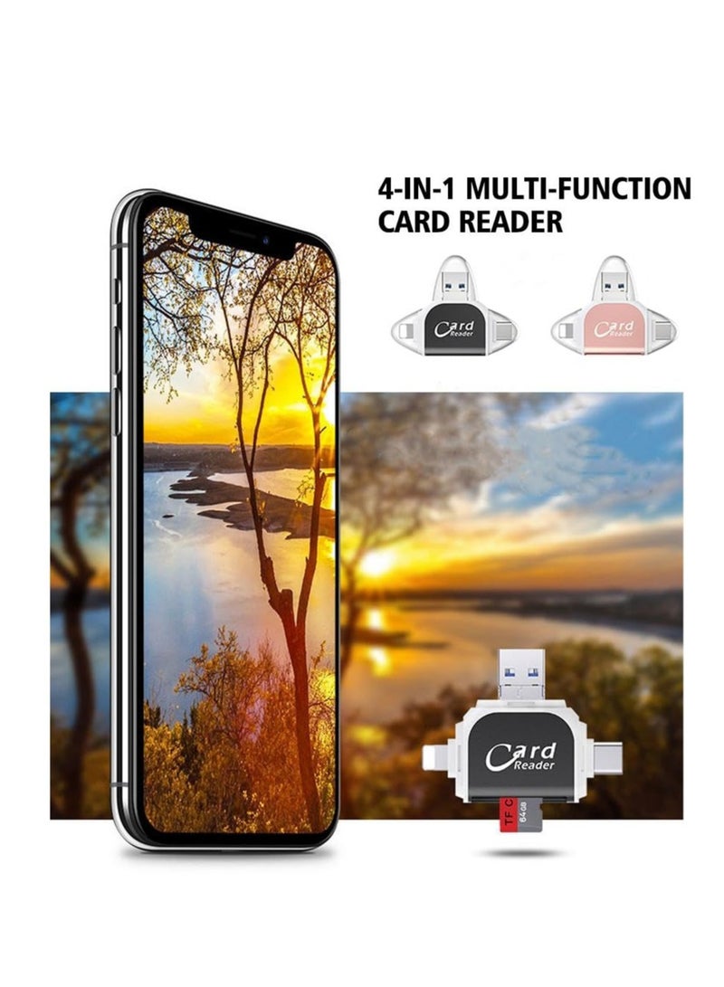 KASTWAVE 4-in-1 Universal SD/TF Card Reader and USB-C Hub Multiport Adapter, Memory Card Reader for iPhone iPad Android Mac PC, and Cameras - Black - Image 3