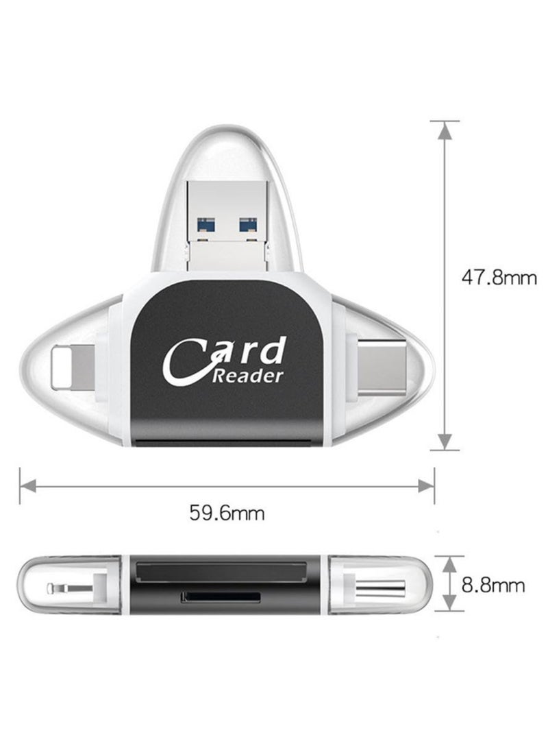 KASTWAVE 4-in-1 Universal SD/TF Card Reader and USB-C Hub Multiport Adapter, Memory Card Reader for iPhone iPad Android Mac PC, and Cameras - Black - Image 5