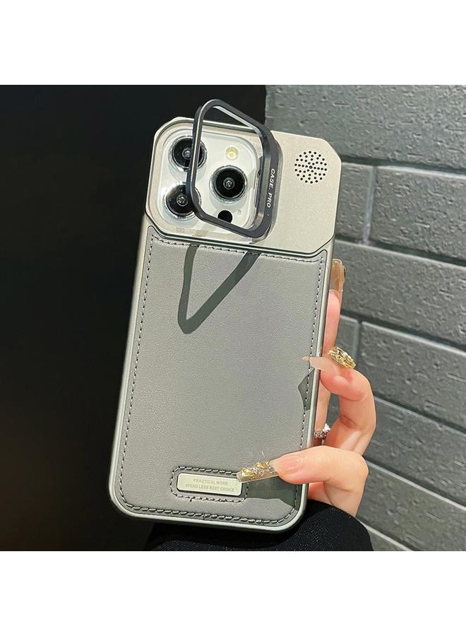 S-TOP Case For iPhone 14 Pro Max Metal Holder Plain Leather MagSafe Phone Case - Image 1