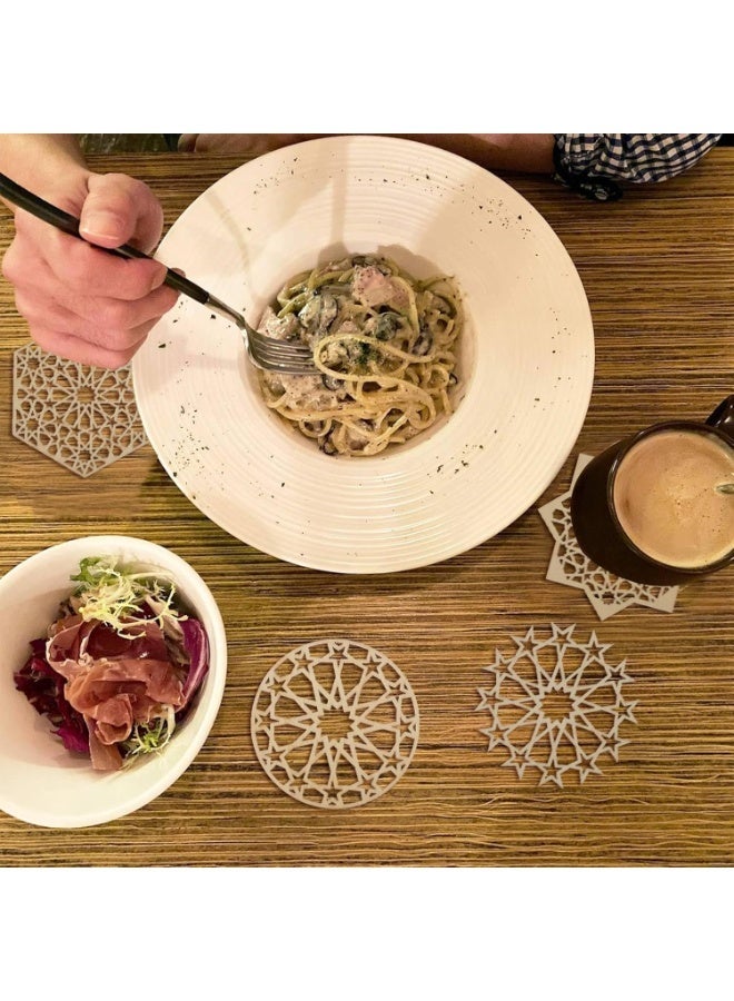 6 Styles Hollow Star Theme Wooden Drink Coasters Snowflake Hexagon Celestial Elegant Cup Mat for Drink Coffee Table Work Office Desk Kitchen Housewarming Gifts - Image 5